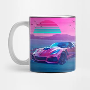 Car Retro Mountain Synthwave Mug